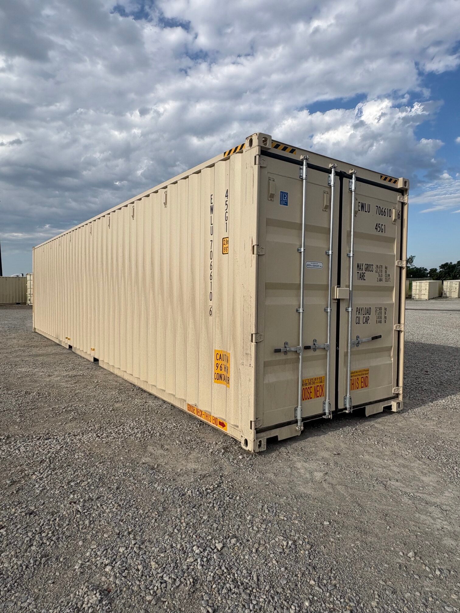 NEW 40ft High Cube Ivory Shipping Container – Single Door Storage Container with Lock Box image 1