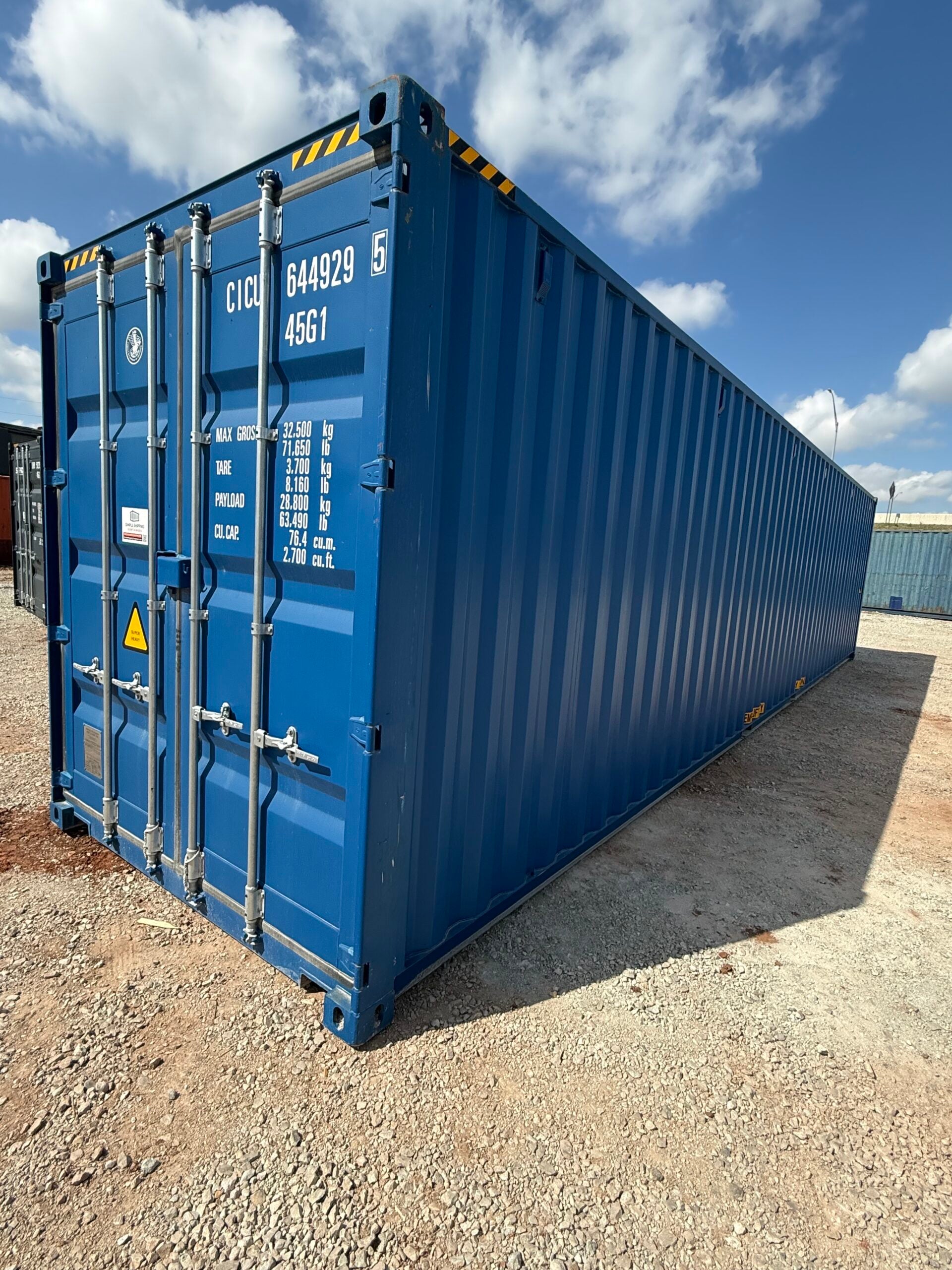 NEW 40ft High Cube Blue Shipping Container – Gentian Blue Single Door Storage Container image 1